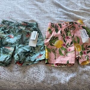 Old Navy Kids Tropical Print Shorts - Green and Pink 2T- Selling both together.